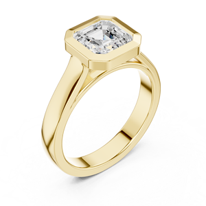 Anillo de Compromiso y Boda para Hombre con Diamante Cultivado en Laboratorio de Corte Asscher de 2 Quilates, Engaste en Bisel de Oro Sólido de 10K - Product Image 4