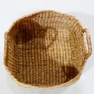 <b>Square</b> Rustic Water Hyacinth Eco-Friendly Handwoven Storage <b>Basket</b> & Belly Hamper with Handles - Product Image 6