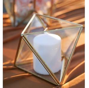 Farol de Cobre y Vidrio con Forma de Trapecio, Terrario Geométrico con Asa para Decoración del Hogar en Pascua - Product Image 4