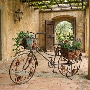 Support à plantes circulaire vintage en fer forgé, 1 niveau, revêtement époxy, support de pot de fleurs de luxe vintage pour décoration de jardin extérieur - Product Image 3