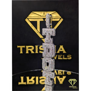 Pendentif vertical de luxe « TDOT » avec diamant de laboratoire VVS, en argent sterling 925, style hip-hop glacé, par Trisha Jewels - Product Image 4