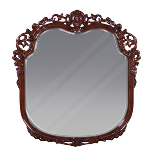 Miroir mural ovale classique en teck sculpté à la main, style européen, bordure encadrée de 5,0 mm d'épaisseur - Product Image 2