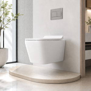 WC mural en céramique monobloc Viva Rimless Luxurious EWC, design moderne carré, avec siphon en P et abattant à fermeture douce, pour villas et hôtels - Product Image 2