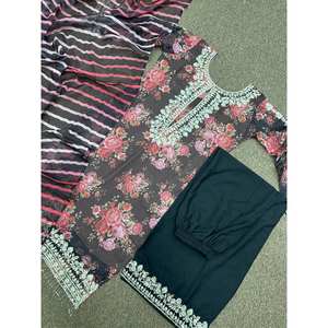 Conjunto de Salwar Kameez de Poliéster Elegante, Talla XL, con Estampado Digital y Bordado, para Fiesta - Product Image 2