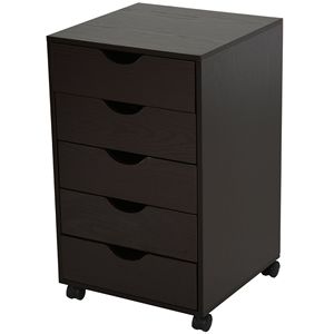 Armadietto Portadocumenti Moderno Nordico a 5 Cassetti con Ruote, Marrone, Organizzatore Espandibile Assemblato - Product Image 1