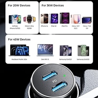 LISEN Chargeur de voiture USB C 90W PD 45W Charge rapide Adaptateur allume-cigare métallique double port pour iPhone 16 Pro Max Galaxy S25
