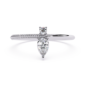 Bague de fiançailles en diamant taille poire pour femme, or blanc, classique, diamant naturel certifié GIA, bijoux - Product Image 1