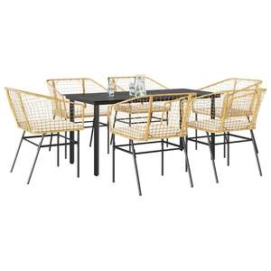 Conjunto de comedor de jardín de 6 plazas en ratán sintético marrón - Product Image 1