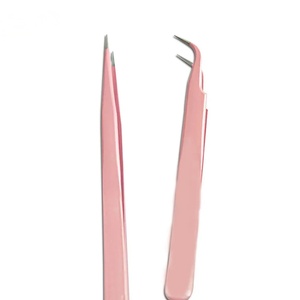 แหนบสแตนเลสสีชมพู ทนทาน ขนาด 10 มม. ปลายหยัก สำหรับต่อขนตาปลอม - Product Image 1