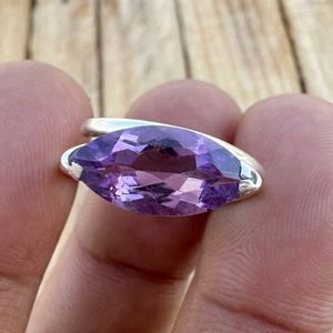 Natural Amethyst Adjustable <b>Ring</b> 925 Sterling Silver Marquise Cut Gemstone February Birthstone Jewelry Elegant Gift For Her - Product Image 3