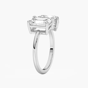 Anillo de compromiso Toi et Moi con diamante cultivado en laboratorio de 2.00 CTW, corte esmeralda y pera, certificado IGI, oro sólido de 14K, anillo nupcial de dos piedras. - Product Image 2