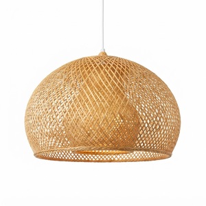 Bamboo Lampshade Handmade Natural Wicker Pendant Light Cover Sustainable Decorative Rustic Boho Home Lighting - Product Image 1