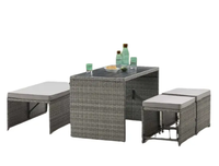Vente directe usine : Ensemble de mobilier de jardin moderne pour repas, table et chaises anti-UV, couleurs personnalisables, en rotin tressé Jamaïque pour parc