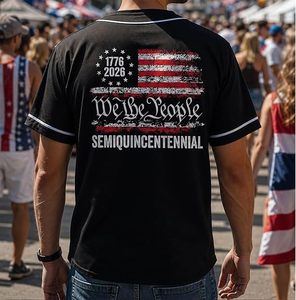 Camiseta de Béisbol Negra Personalizada 1776 2026 We People 250 Años, Estampado Semicentenario, Unisex, Adulto, Sin Mangas, Corte Regular - Product Image 2