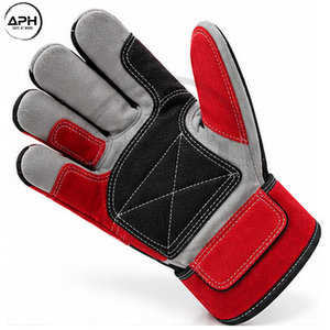 Gants de travail en cuir de qualité supérieure, à doigts entiers, avec paume et panneaux des doigts renforcés, manchette élastique, pour usage industriel intensif - Product Image 4