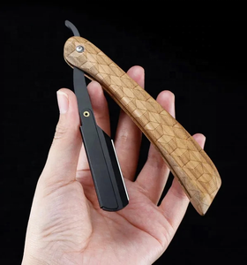 Professional Curve Straight <b>Razor</b> <b>Men</b> Wood Handle Barber Shaving Spider Pattern Face Cleaning Stainless Steel Blade A+ Grade - Product Image 4