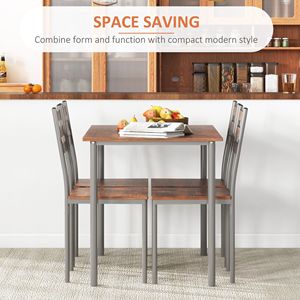 Set Tavolo da Pranzo Moderno e Lussuoso, 4 Pezzi, Tavolo Rettangolare con 4 Sedie Resistenti per Spazi Ristretti - Product Image 4