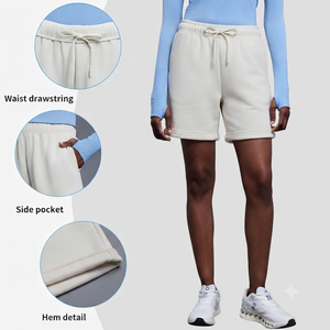 Shorts de Verano para Mujer, Tejidos, 100% Algodón, Cintura Alta Elástica, Color Sólido, Antiarrugas, Transpirables y Ecológicos - Product Image 2