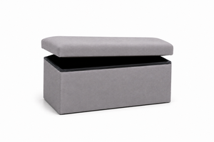Banc de rangement en tissu moderne avec couvercle pour salon, mobilier de maison, design minimaliste, couleur grise - Product Image 2