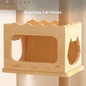 Torre per Gatti Moderna da 170 cm con Tiragraffi Rivestiti in Sisal, Albero per Gatti da Interno in Legno con Postazione Superiore, Confortevole Cuccia per Gatti - Product Image 6