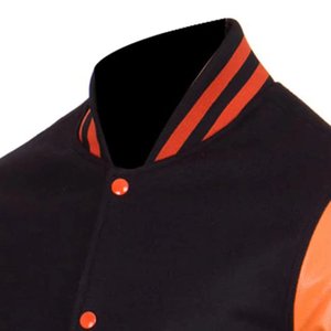 Chaqueta Bomber Varsity de Béisbol para Hombre, Tallas Grandes, OEM, Primavera, Logotipo Bordado Personalizado, Tejido de Lana de Oveja, Transpirable, Cuero para Exteriores - Product Image 3