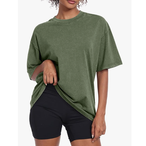 T-shirt femme délavé à l'acide, logo personnalisé, respirant, manches courtes, coupe oversize, vintage, durable - Product Image 1