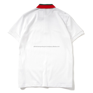 Camiseta Polo de Golf de Algodón Piqué Blanca para Hombre, Cuello a Rayas, Bolsillo en el Pecho, Logotipo Personalizado, Proveedor de Fábrica al por Mayor, Camisetas para Hombre - Product Image 2