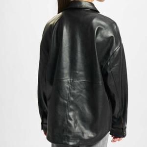 Wholesale Full Sleeves <b>Women's</b> Pu <b>Leather</b> Shirts Premium Real <b>Leather</b> Shirt Manufacturer Windproof Oem <b>Woman</b> Shirts - Product Image 2