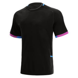Maillot de sport noir à manches courtes pour homme, col rond, entraînement athlétique, course à pied, 100 % polyester 240g, design vierge écologique - Product Image 1