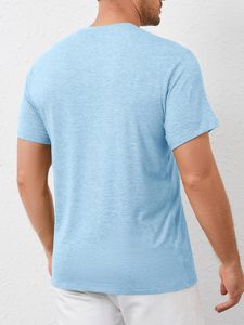 T-shirt décontracté en coton pour homme, col rond, manches courtes, coupe classique, respirant, en jersey doux, vêtement vierge personnalisable, vente en gros - Product Image 2