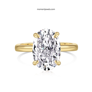 Bague de fiançailles en argent sterling 925 avec zircone cubique taille ovale, plaquée or 18 carats, bijoux fins pour femme, pour mariage et fête - Product Image 1