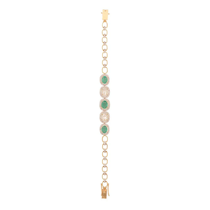 Pulsera de Diamantes Polki con Esmeraldas, Elegante Pulsera de Estilo Polki de Inspiración Tradicional con Detalles de Piedras de Color Verde Esmeralda Intenso - Product Image 3