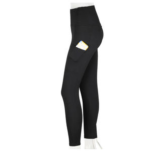 Leggings de sport sans couture pour femme, taille haute, avec poches, patchwork, extensibles dans les quatre sens, en Spandex/Nylon - Product Image 6