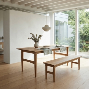 Mesa de Comedor Rectangular de Madera Maciza, Estilo Moderno Minimalista con Patas Cónicas, Estilo Teca Natural, Muebles para Comedor - Product Image 4