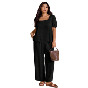 Ensemble de combinaison imprimée pour femmes, tenue décontractée à manches courtes - Product Image 3