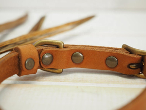 Leather Handmade Dog <b>Collar</b> With Solid Brass Gold Pet Custom Tags - Product Image 3
