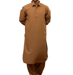 Vêtements traditionnels ethniques musulmans, shalwar kameez en coton, costume formel pakistanais Pathani 2 pièces, salwar kameez, robe décontractée respirante - Product Image 1