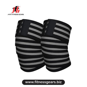 Genouillère de soutien rouge rayée réglable respirante avec fermeture auto-agrippante unisexe pour la protection et l'entraînement musculaire - Product Image 6