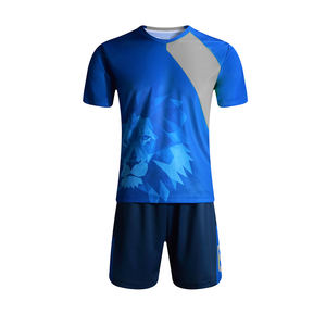 Kit de football de sublimation haut de gamme bleu et blanc – Ensemble maillot et short de football anti-humidité – Tenue d'équipe personnalisée – Fabrication en usine - Product Image 4