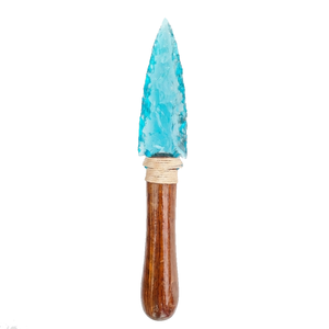 Cuchillo de cristal con mango de obsidiana acuática, hoja tallada a mano con punta de flecha, decoración espiritual y mágica, mayorista. - Product Image 1