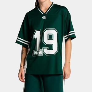 Jersey de Fútbol Americano Personalizado para Mujer, Cuello en V, Malla Verde, Impresión de Número de Equipo, Corte Holgado, Marca Privada, Suministro al por Mayor OEM - Product Image 1
