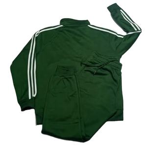 Survêtement vert forêt skinny streetwear, fermeture éclair intégrale, haute élasticité, extensible dans les quatre sens, séchage rapide, poches latérales, 320GSM, 100% polyester - Product Image 5