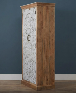 Talla de madera Almirah 100% Madera de mango sólido Hecho a mano Producto a granel Gabinete de almacenamiento Muebles Almirah Gabinete Hecho a mano Producto a granel - Product Image 2