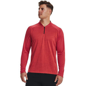 T-shirt léger personnalisé à col zippé pour adulte, couleur rouge, jersey extensible 4 directions, t-shirt zippé 3/4 doux - Product Image 6