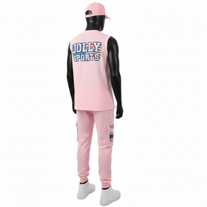 Conjunto de 2 piezas para hombre, camiseta sin mangas y pantalones deportivos, transpirable, de malla de poliéster, con logo personalizado, camisetas sin mangas y pantalones para hombre - Product Image 5