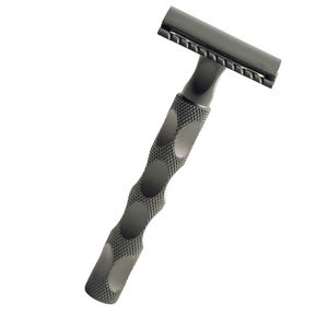 Wholesale Matt Black and Red Safety Razor Professional <b>Barber</b> Manual Open Shaving Razor - Product Image 2