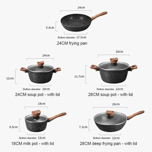 Juego de Ollas de Cocina de Granito de 9 Piezas, Estilo Nórdico Moderno, Libre de PFOA, Antiadherente, de Aluminio, con Tapas - Product Image 4