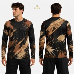 เสื้อยืดแขนยาวสำหรับออกกำลังกาย ผลิตจากโพลีเอสเตอร์ผสมสแปนเด็กซ์ ระบายเหงื่อได้ดี พิมพ์ลายกราฟิกเรขาคณิตสีเขียวดำ - Product Image 4