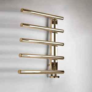 Porte-serviettes mural moderne en acier inoxydable pour salle de bain, style radiateur de chauffage, finition dorée - Product Image 1