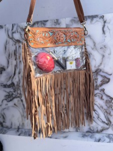 Recién llegado, bolso transparente con flecos, elegante bolso de cuero tallado a mano, bolsos de cuero multiusos para mujer multiusos - Product Image 2